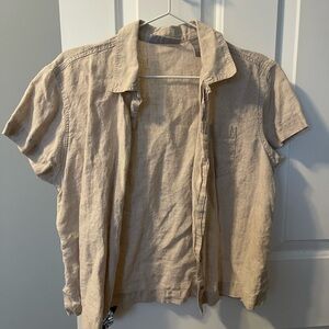 Kate Hill Light Tan Button-Up Shirt